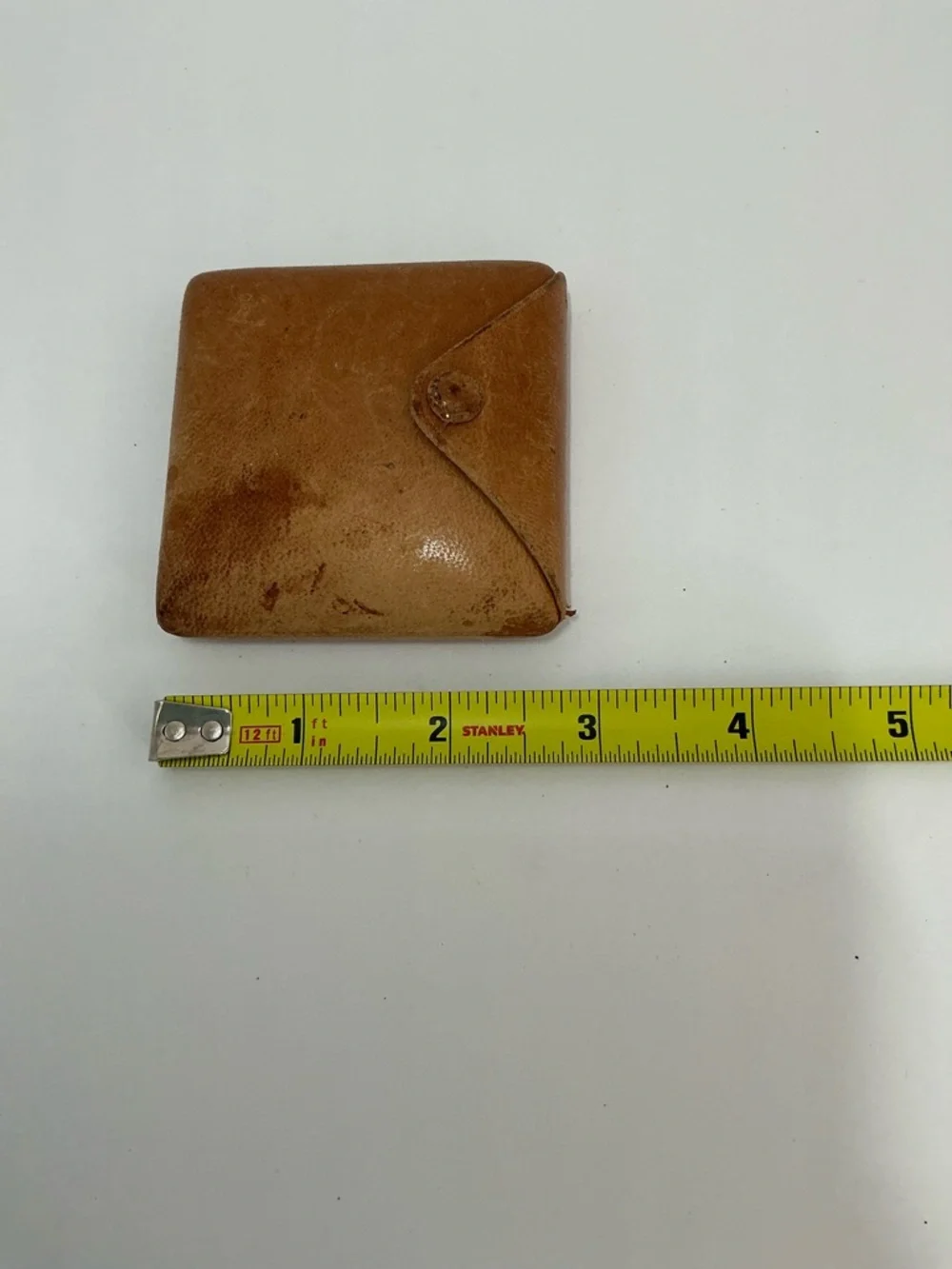 Leather Square Coin Pouch - Tan